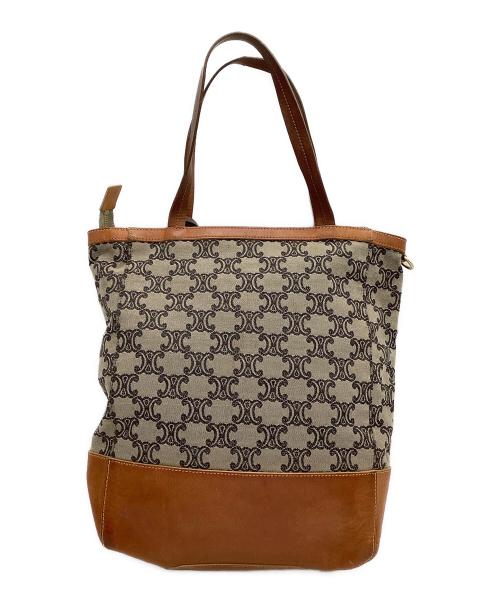CELINE（セリーヌ）CELINE (セリーヌ) トートバッグ　	トリオンフ ベージュ×ブラウンの古着・服飾アイテム