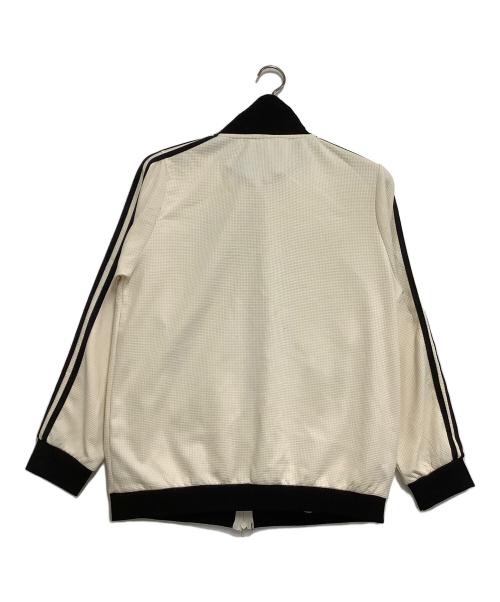 adidas（アディダス）adidas (アディダス) ワッフルニットジャケット　国旗タグ ホワイト×ブラック サイズ:Lの古着・服飾アイテム