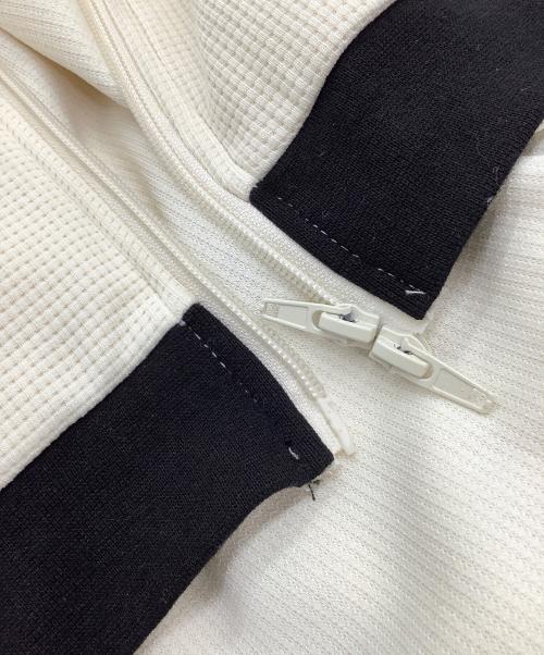 adidas（アディダス）adidas (アディダス) ワッフルニットジャケット　国旗タグ ホワイト×ブラック サイズ:Lの古着・服飾アイテム