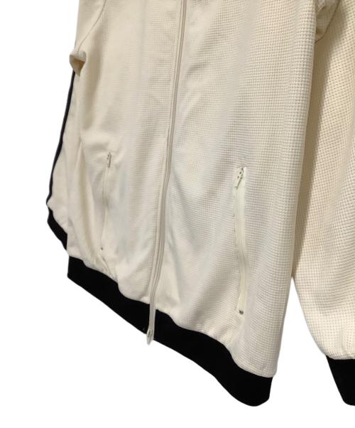 adidas（アディダス）adidas (アディダス) ワッフルニットジャケット　国旗タグ ホワイト×ブラック サイズ:Lの古着・服飾アイテム
