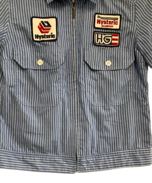 Hysteric Glamour（ヒステリックグラマー）Hysteric Glamour (ヒステリックグラマー) 半袖カットソー　ストライプ スカイブルー サイズ:freeの古着・服飾アイテム
