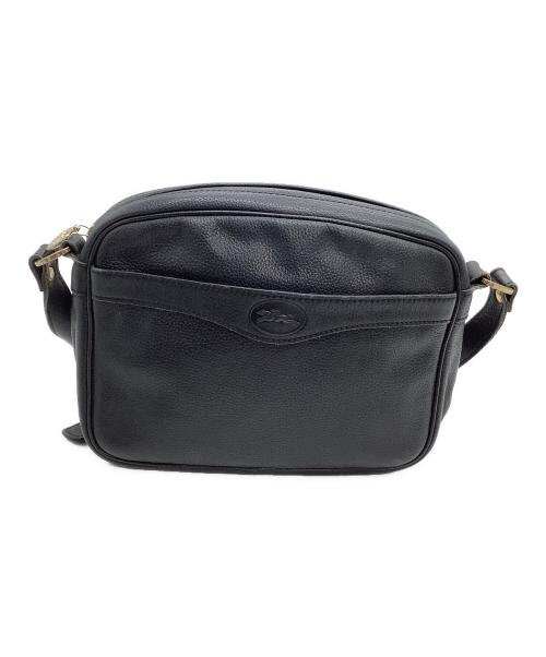 LONGCHAMP（ロンシャン）LONGCHAMP (ロンシャン) レザーショルダーバッグ ブラックの古着・服飾アイテム