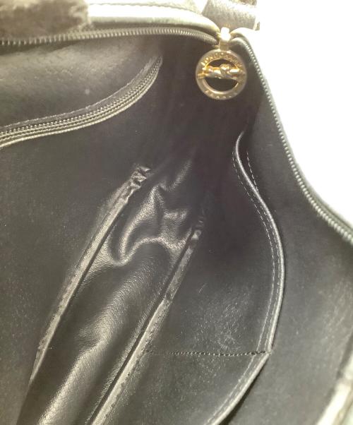 LONGCHAMP（ロンシャン）LONGCHAMP (ロンシャン) レザーショルダーバッグ ブラックの古着・服飾アイテム