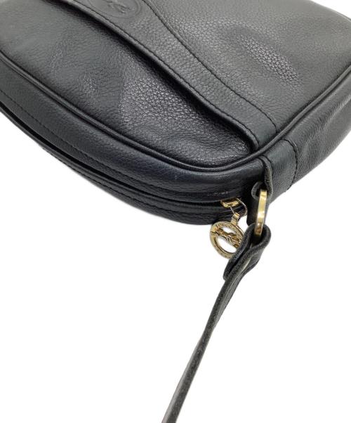 LONGCHAMP（ロンシャン）LONGCHAMP (ロンシャン) レザーショルダーバッグ ブラックの古着・服飾アイテム