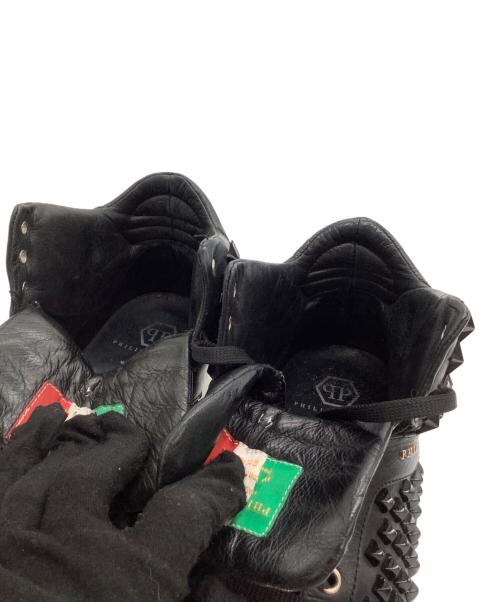 philipp plein（フィリッププレイン）PHILIPP PLEIN (フィリッププレイン) ハイカットスニーカー ブラック サイズ:41の古着・服飾アイテム