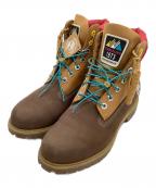 Timberlandティンバーランド）の古着「ブーツ TIMBERLAND PREMIUM WATERPROOF BOOT DK BRN NUBUCK」｜レッド×ベージュ