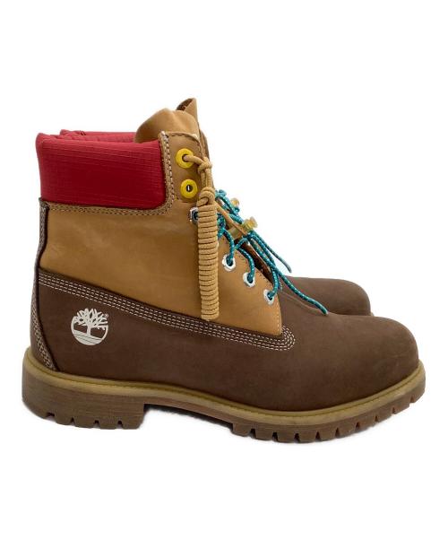Timberland（ティンバーランド）Timberland (ティンバーランド) ブーツ TIMBERLAND PREMIUM WATERPROOF BOOT DK BRN NUBUCK レッド×ベージュ サイズ:10Wの古着・服飾アイテム