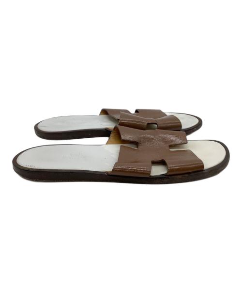 HERMES（エルメス）HERMES (エルメス) サンダル イズミール ブラウン×ホワイト サイズ:41の古着・服飾アイテム