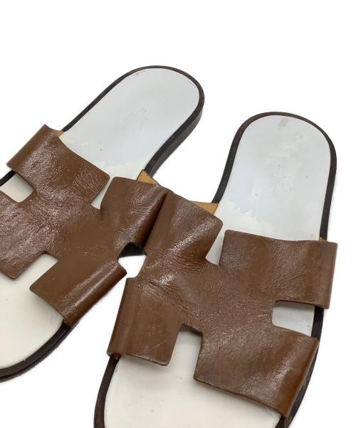 HERMES（エルメス）HERMES (エルメス) サンダル イズミール ブラウン×ホワイト サイズ:41の古着・服飾アイテム