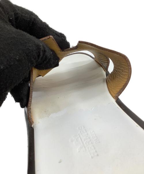 HERMES（エルメス）HERMES (エルメス) サンダル イズミール ブラウン×ホワイト サイズ:41の古着・服飾アイテム