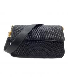 BALLY（バリー）の古着「キルティングショルダーバッグ」｜ブラック×ゴールド