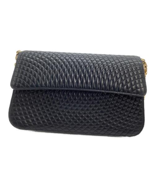 BALLY（バリー）BALLY (バリー) キルティングショルダーバッグ ブラック×ゴールドの古着・服飾アイテム