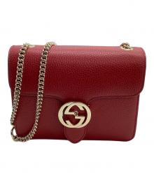 GUCCI（グッチ）の古着「チェーンショルダーバッグ　インターロッキングG」｜レッド