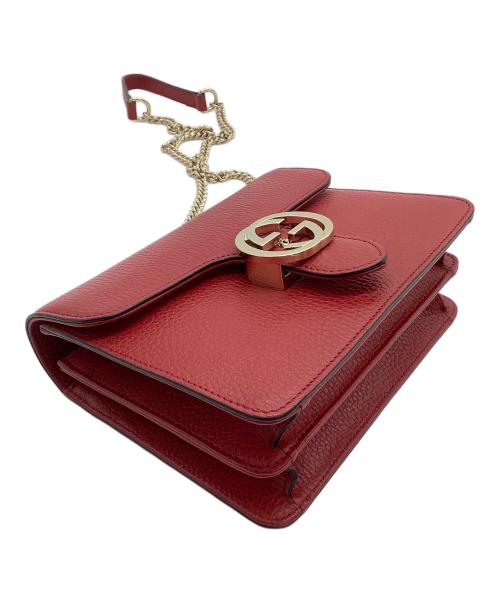 GUCCI（グッチ）GUCCI (グッチ) チェーンショルダーバッグ　インターロッキングG レッドの古着・服飾アイテム