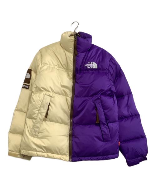THE NORTH FACE（ザ ノース フェイス）THE NORTH FACE (ザ ノース フェイス) Supreme (シュプリーム) ダウンジャケット Split Nuptse Jacket ベージュ×パープル サイズ:Sの古着・服飾アイテム