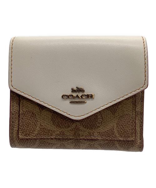 COACH（コーチ）COACH (コーチ) 2つ折り財布 ホワイト×ベージュの古着・服飾アイテム