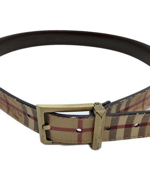 BURBERRY（バーバリー）BURBERRY (バーバリー) ベルト　ノバチェック 34/85 ブラウン×ベージュの古着・服飾アイテム