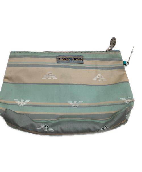 EMPORIO ARMANI（エンポリオ アルマーニ）EMPORIO ARMANI (エンポリオ アルマーニ) ストローバッグ　フラワーモチーフ ナチュラル×スカイブルーの古着・服飾アイテム
