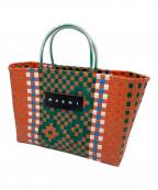 MARNIマルニ）の古着「カゴバッグ　フラワーカフェ」｜オレンジ×グリーン