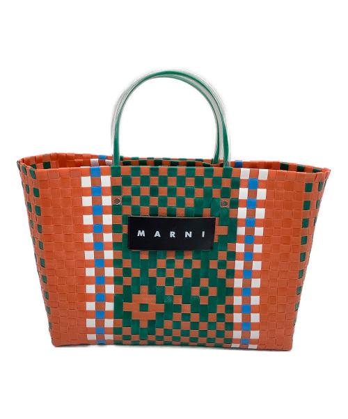 MARNI（マルニ）MARNI (マルニ) カゴバッグ　フラワーカフェ オレンジ×グリーンの古着・服飾アイテム