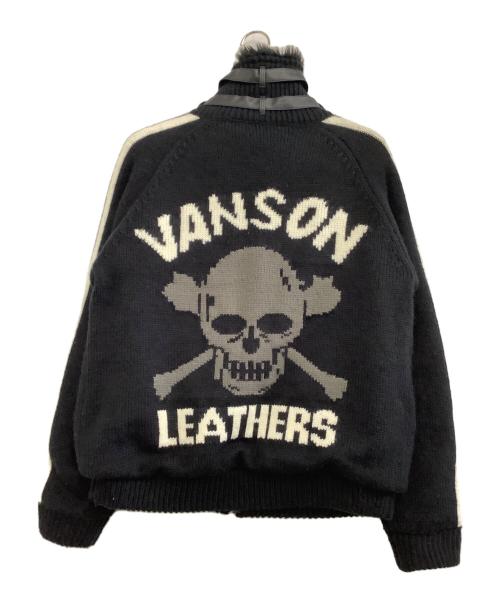 VANSON（バンソン）VANSON (バンソン) ニットジャケット　スカル ブラック サイズ:XLの古着・服飾アイテム