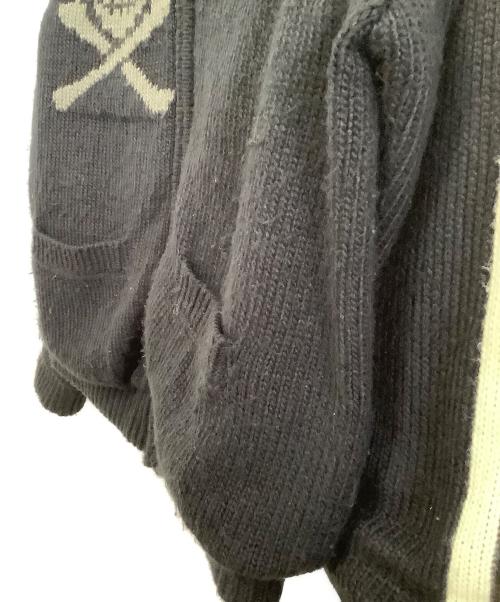 VANSON（バンソン）VANSON (バンソン) ニットジャケット　スカル ブラック サイズ:XLの古着・服飾アイテム
