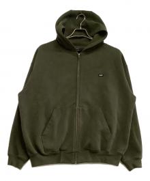 HUF（ハフ）の古着「ジップパーカー　スモールボックスロゴ」｜グリーン