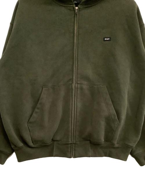 HUF（ハフ）HUF (ハフ) ジップパーカー　スモールボックスロゴ グリーン サイズ:Mの古着・服飾アイテム