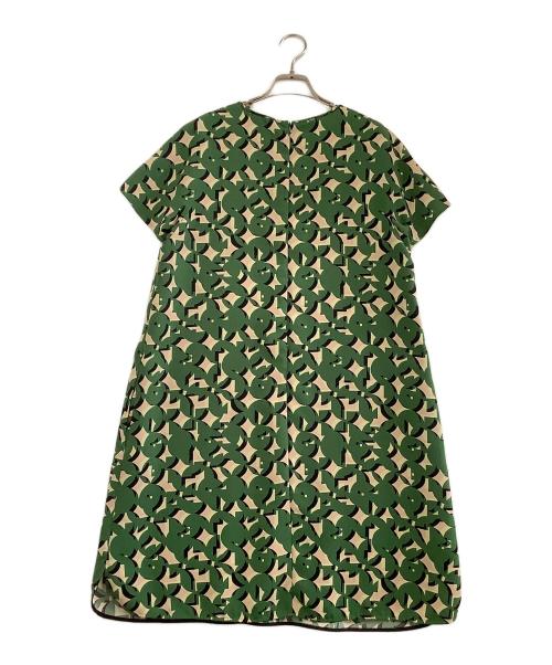 MaxMara（マックスマーラ）MaxMara (マックスマーラ) 半袖チュニック　総柄 グリーン×ベージュ サイズ:44の古着・服飾アイテム