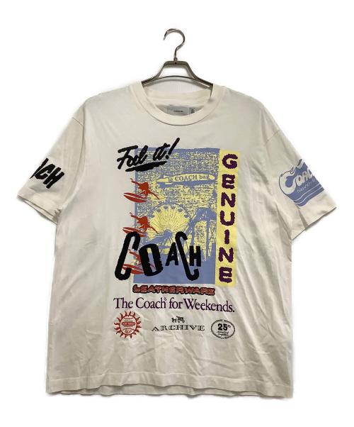 COACH（コーチ）COACH (コーチ) リラックスドグラフィックTシャツ ホワイト サイズ:Mの古着・服飾アイテム