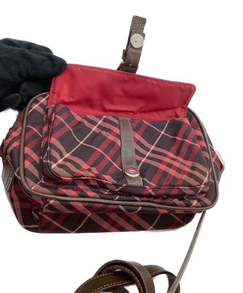 BURBERRY BLUE LABEL（バーバリー ブルー レーベル）BURBERRY BLUE LABEL (バーバリー ブルー レーベル) ショルダーバッグ チェック レッド×ブラウンの古着・服飾アイテム