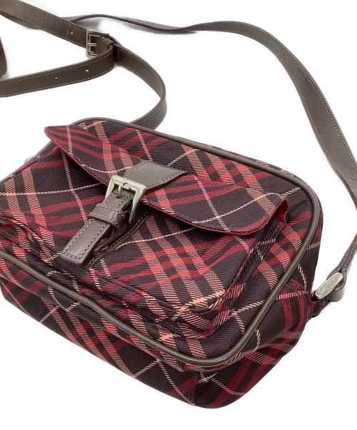 BURBERRY BLUE LABEL（バーバリー ブルー レーベル）BURBERRY BLUE LABEL (バーバリー ブルー レーベル) ショルダーバッグ チェック レッド×ブラウンの古着・服飾アイテム
