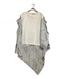 MM6 Maison Margiela（エムエムシックスメゾンマルジェラ）の古着「アシンメトリックスウェットドレープカットソー」｜ホワイト