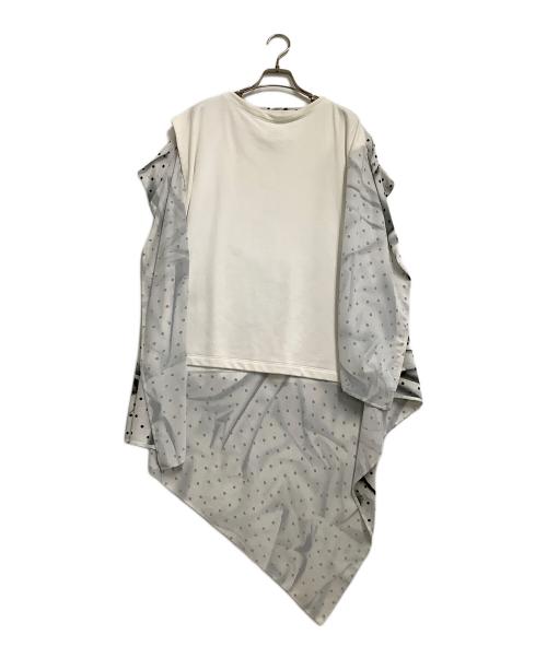 MM6 Maison Margiela（エムエムシックスメゾンマルジェラ）MM6 Maison Margiela (エムエムシックスメゾンマルジェラ) アシンメトリックスウェットドレープカットソー ホワイト サイズ:XSの古着・服飾アイテム