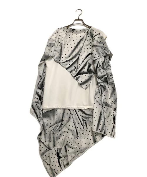 MM6 Maison Margiela（エムエムシックスメゾンマルジェラ）MM6 Maison Margiela (エムエムシックスメゾンマルジェラ) アシンメトリックスウェットドレープカットソー ホワイト サイズ:XSの古着・服飾アイテム