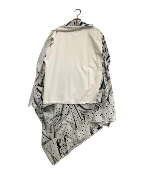 MM6 Maison Margiela（エムエムシックスメゾンマルジェラ）MM6 Maison Margiela (エムエムシックスメゾンマルジェラ) アシンメトリックスウェットドレープカットソー ホワイト サイズ:XSの古着・服飾アイテム