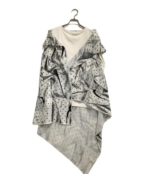MM6 Maison Margiela（エムエムシックスメゾンマルジェラ）MM6 Maison Margiela (エムエムシックスメゾンマルジェラ) アシンメトリックスウェットドレープカットソー ホワイト サイズ:XSの古着・服飾アイテム