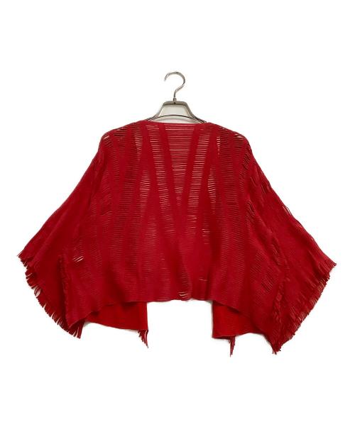 ISSEY MIYAKE（イッセイミヤケ）ISSEY MIYAKE (イッセイミヤケ) 薄手カーディガン レッド サイズ:2の古着・服飾アイテム