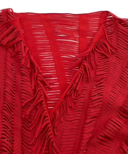 ISSEY MIYAKE（イッセイミヤケ）ISSEY MIYAKE (イッセイミヤケ) 薄手カーディガン レッド サイズ:2の古着・服飾アイテム