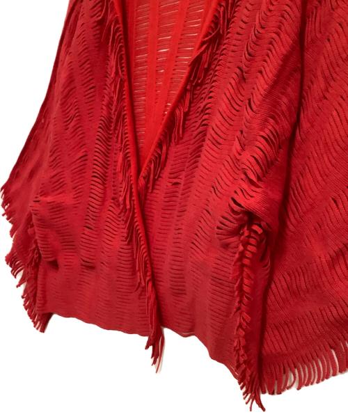 ISSEY MIYAKE（イッセイミヤケ）ISSEY MIYAKE (イッセイミヤケ) 薄手カーディガン レッド サイズ:2の古着・服飾アイテム