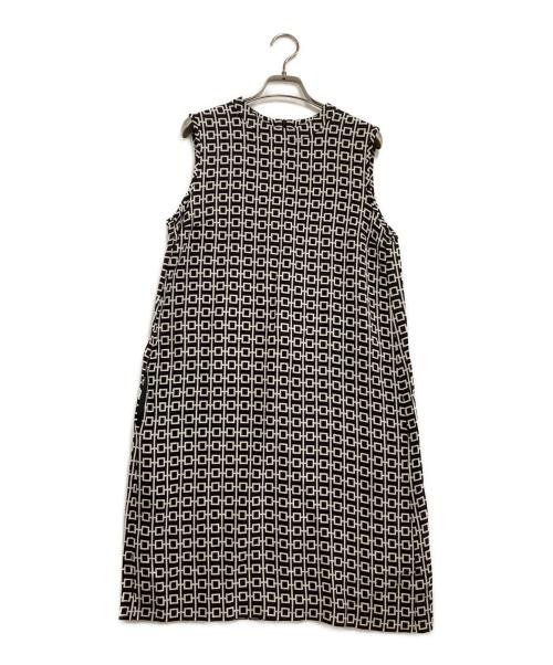 'S Max Mara（エスマックスマーラ）'S Max Mara (エスマックスマーラ) ノースリーブワンピース　総柄 ホワイト×ブラック サイズ:表記なしの古着・服飾アイテム