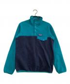 Patagoniaパタゴニア）の古着「ジャケット　ウィメンズ・ライトウェイト・シンチラ・スナップT・プルオーバー」｜ターコイズ×ネイビー