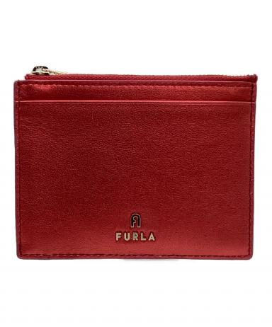 【かつら】FURLA 名刺入れ レディース 赤 ワインレッド 中古・古着通販】FURLA (フルラ) カードケース CAMELIA レッド