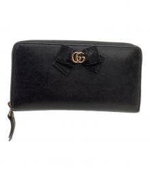 GUCCI（グッチ）の古着「ラウンドファスナー財布 GGリボン 日本限定」｜ブラック