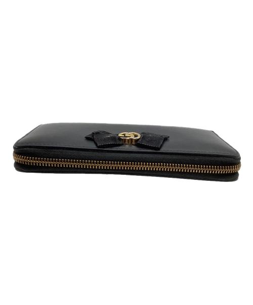 GUCCI（グッチ）GUCCI (グッチ) ラウンドファスナー財布 GGリボン 日本限定 ブラックの古着・服飾アイテム