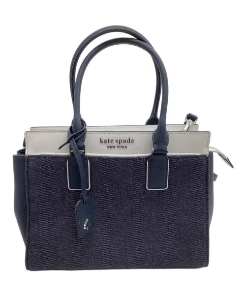 Kate Spade（ケイトスペード）Kate Spade (ケイトスペード) 2WAYバッグ インディゴ×ホワイトの古着・服飾アイテム