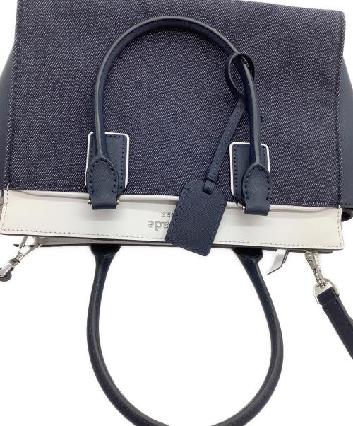 Kate Spade（ケイトスペード）Kate Spade (ケイトスペード) 2WAYバッグ インディゴ×ホワイトの古着・服飾アイテム