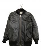MSMLエムエスエムエル）の古着「ラムレザージャケット OVERSIZED LEATHER MA-1 JACKET」｜ブラック