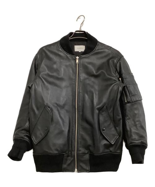 MSML（エムエスエムエル）MSML (エムエスエムエル) ラムレザージャケット OVERSIZED LEATHER MA-1 JACKET ブラック サイズ:Mの古着・服飾アイテム