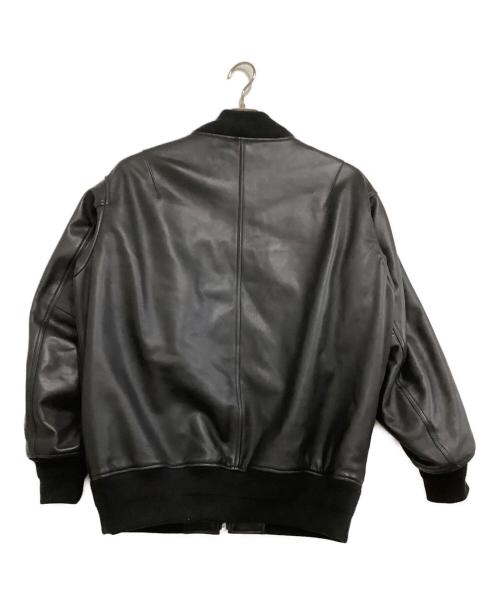 MSML（エムエスエムエル）MSML (エムエスエムエル) ラムレザージャケット OVERSIZED LEATHER MA-1 JACKET ブラック サイズ:Mの古着・服飾アイテム